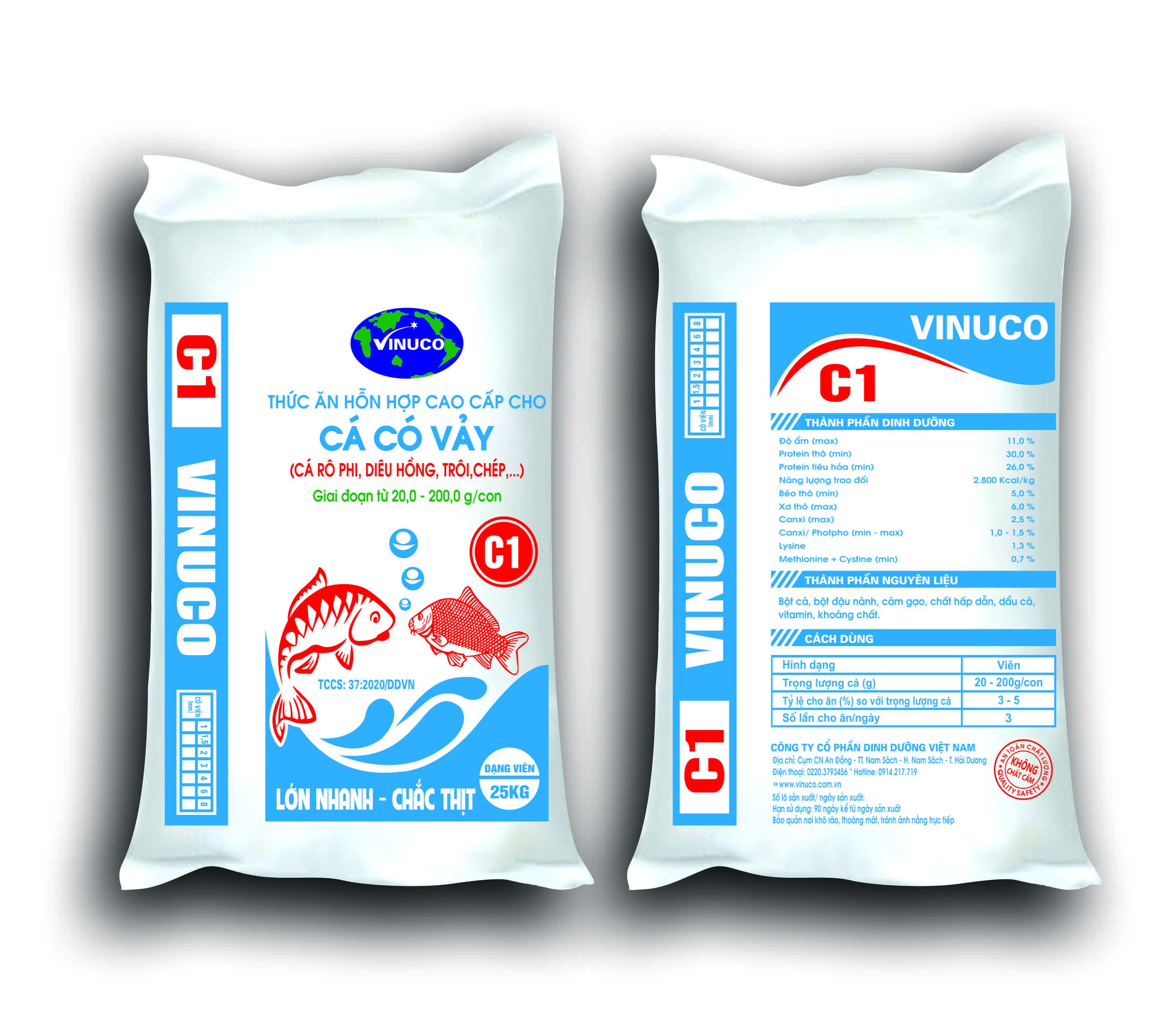 C1 - Thức ăn hỗn hợp cao cấp cho cá có vảy (Giai đoạn từ 20-200gr)