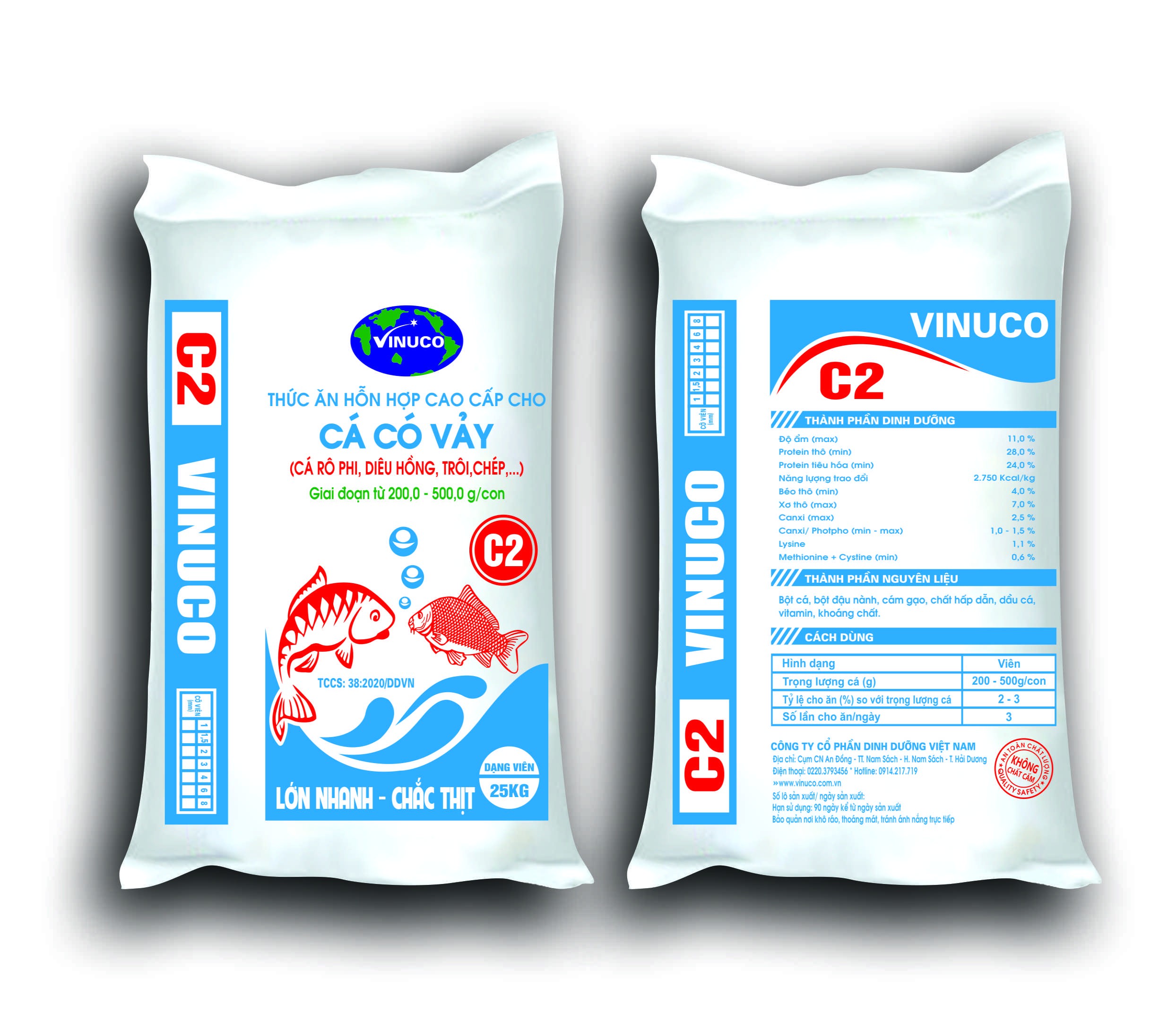 C2 - Thức ăn hỗn hợp cao cấp cho cá có vảy (Giai đoạn từ 200-500g)