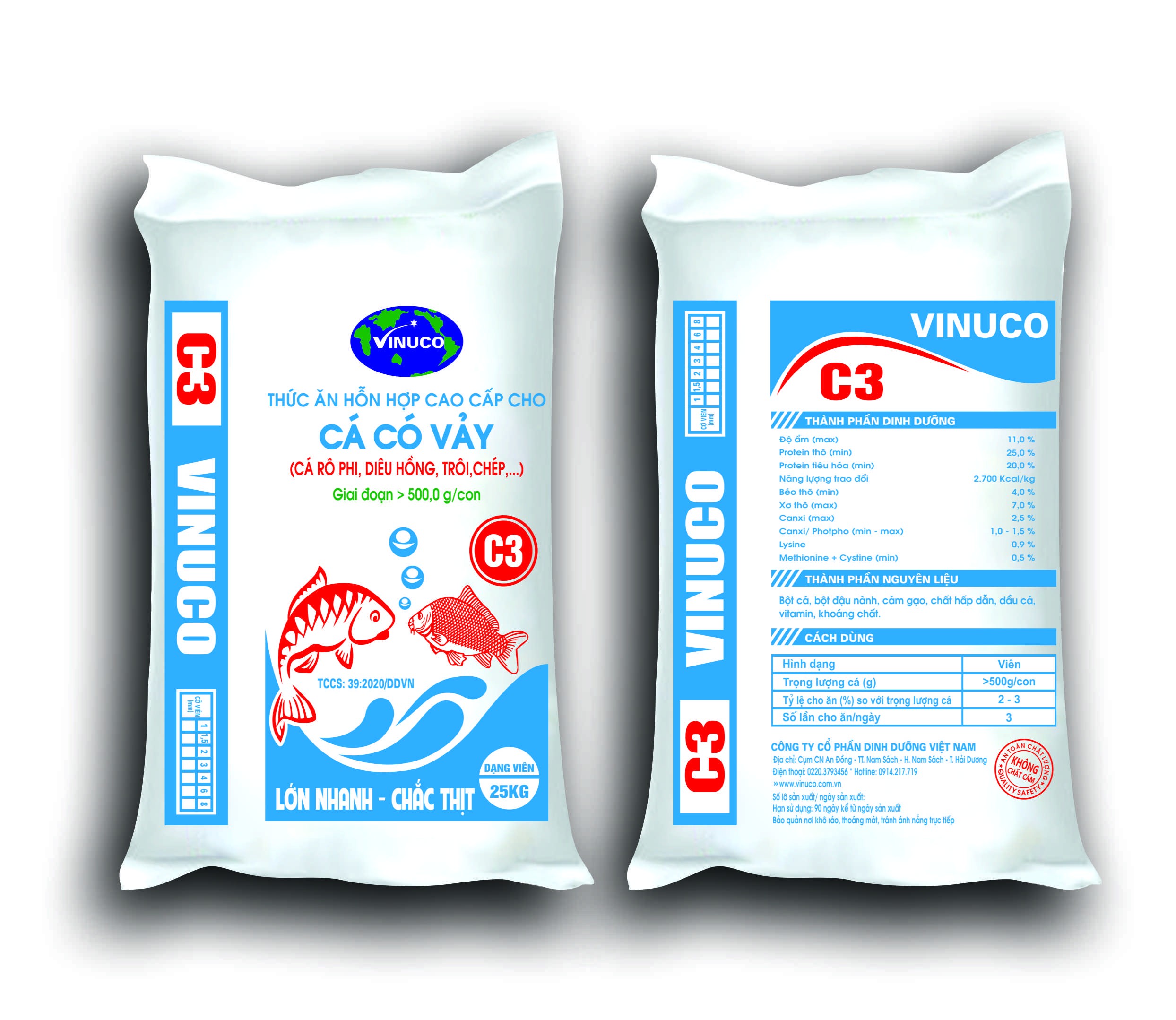 C3 - Thức ăn hỗn hợp cao cấp cho cá có vảy (Giai đoạn>500g)