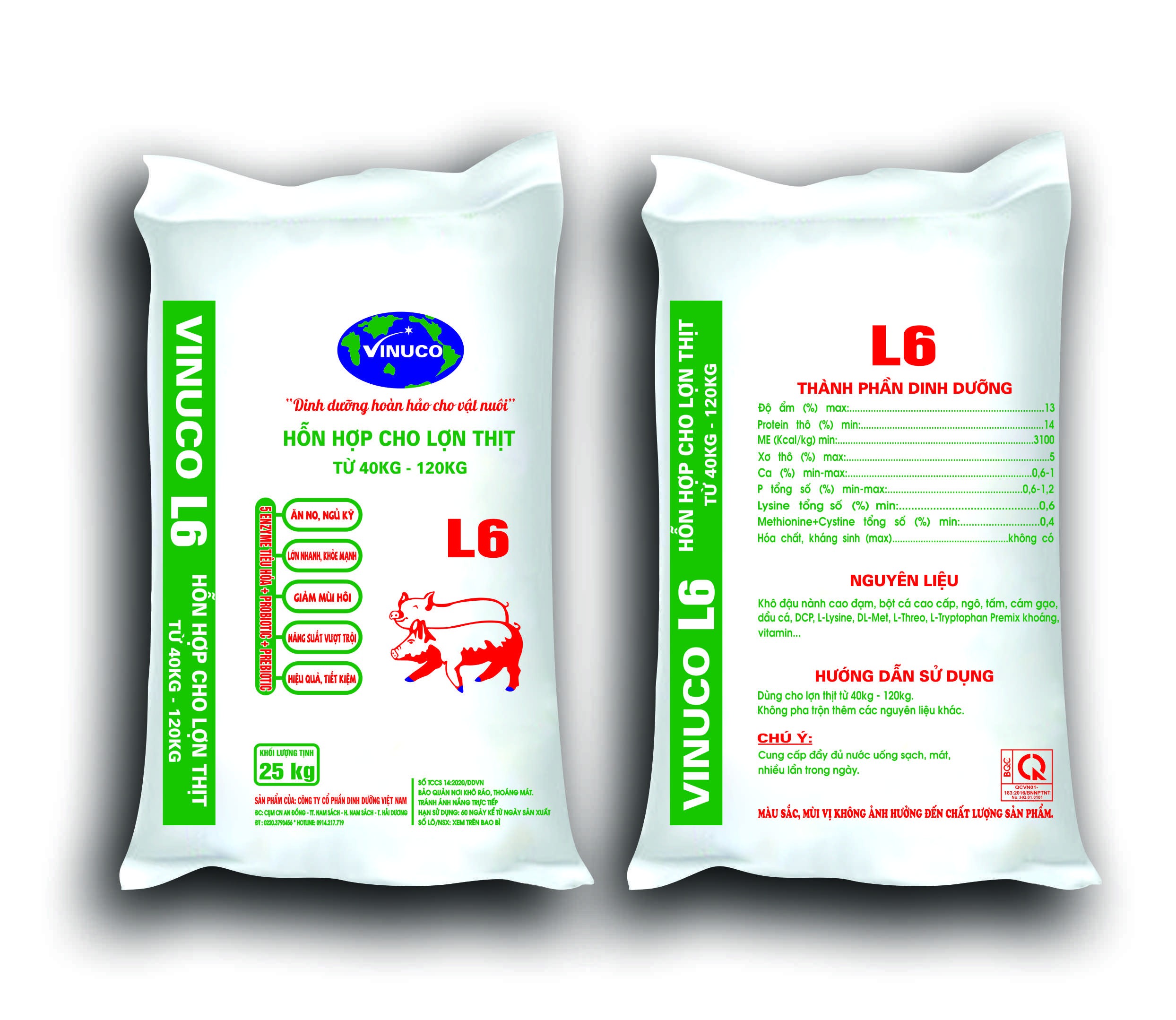 L6 - Hỗn hợp cho lợn thịt (Từ 40kg - 120kg)