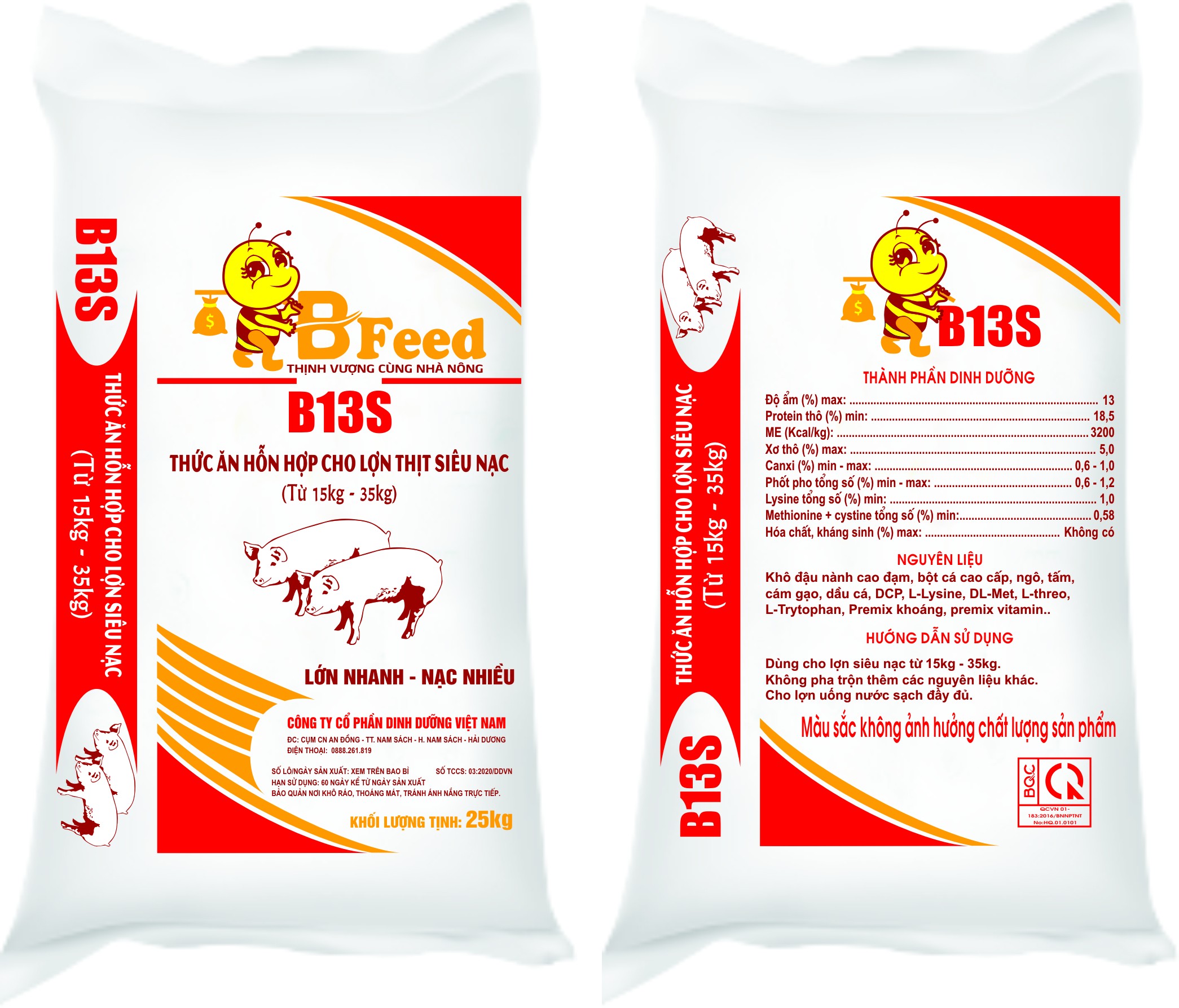 B13S - Thức ăn hỗn hợp cho lợn thịt siêu nạc (Từ 15kg - 35kg)